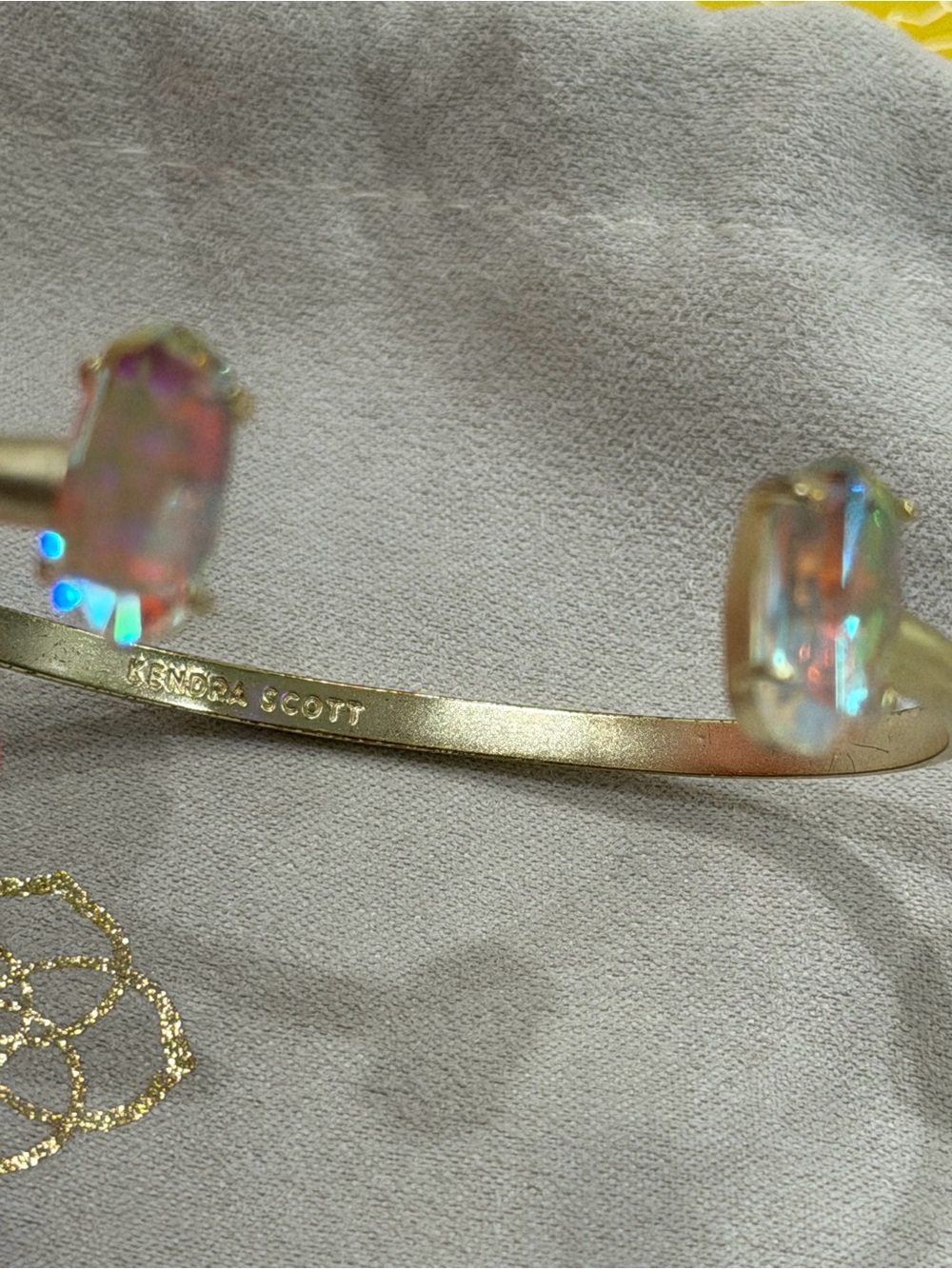 Kendra Scott Gold Cuff Bracelet with Iridescent Stones